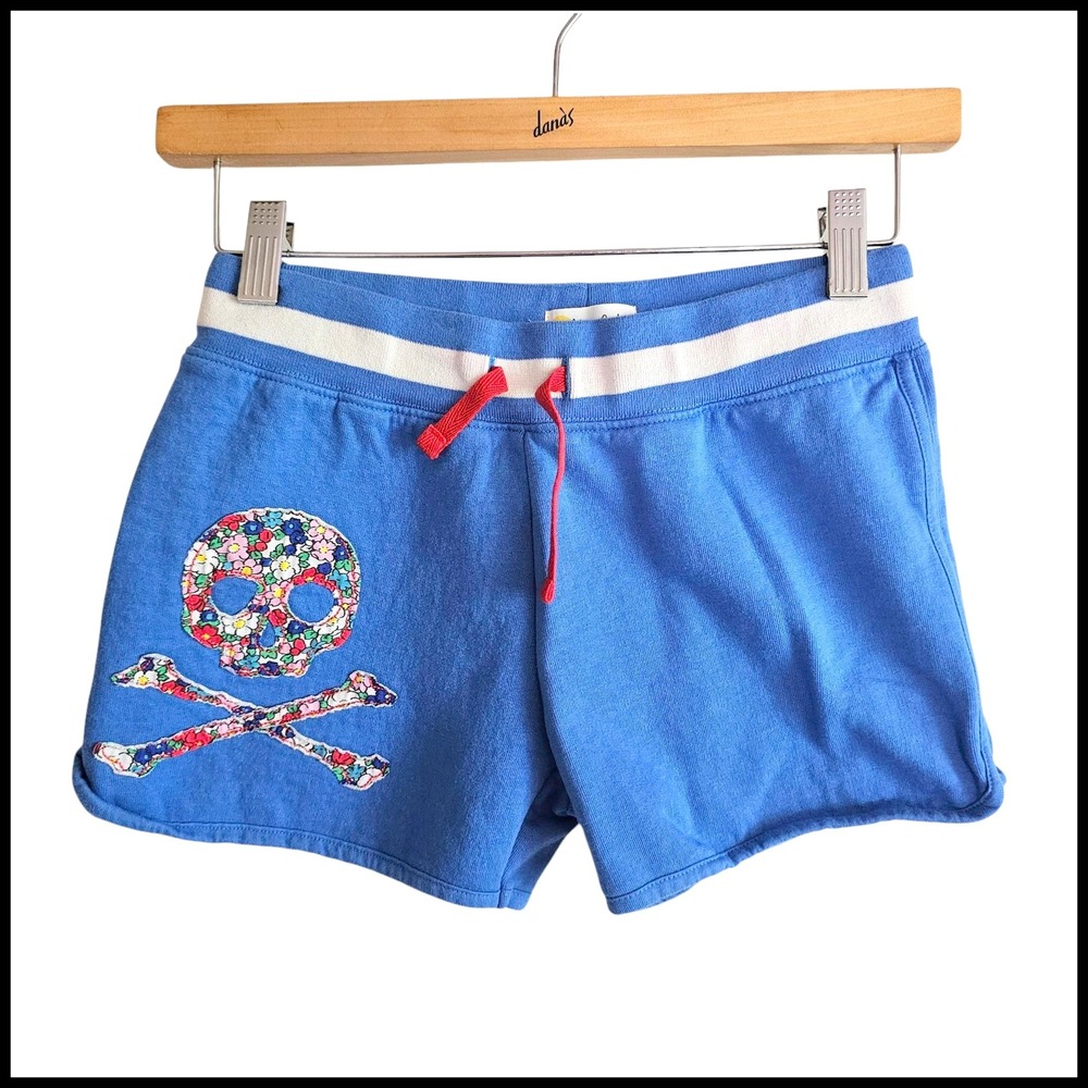 Mini Boden Floral Skull Applique Shorts Casual Comfy Blue 11 Years